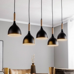 LuminexHanglampNanumethoutlang5-lampszwart