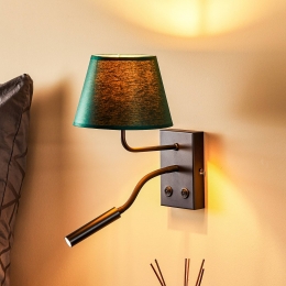 LuminexWandlampSohoconischleeslampjegroengoud