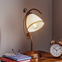 LamkurTafellampRomametaalglaswitbruinhoogte39cm