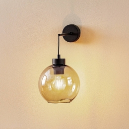 TKLightingWandlampCubuszwartrookgrijsglas30cmhoogE27