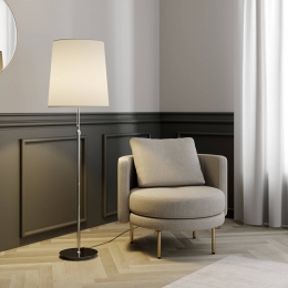 LucandevloerlampPordis155cmchroomwitmetaaltextiel