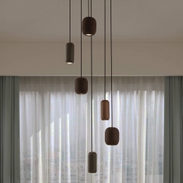 LucandehanglampNarionrondzwart6-lamps