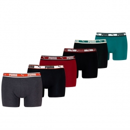 PumaBoxershortsDualLogo6-packBurgundySeagreenBlack-XL