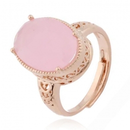 DejaJewelsDamesring-VerstelbaarMetGroteOvaleRozeZirkoniaSteen