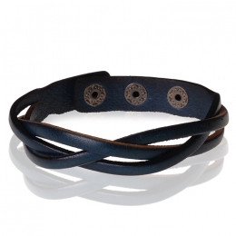 StoneValleygevlochtenlerenarmbandHerenDonkerblauw
