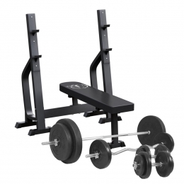 VlakkeHalterbank100kgHalterset-Kunststof-GorillaSports