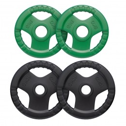 Gewichtenset30kg-2x52x10kg-Halterschijf-Gietijzer-RubberCoating-50mm-GorillaSports