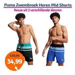 PumaZwembroekHerenHeritageStripeMidShortsBlackTealCombo-M