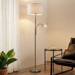 LindbyvloerlampColimagrijsstofleeslamp170cm