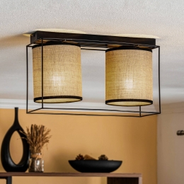 BRITOPPlafondlampTubotextielekapbeige2-lamps