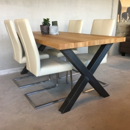 Setvan4lereneetkamerstoelen-metsledepoot-witleer-EchtleerIndustrieelontdekdeveleLeersoortenenKleurenbijShopX