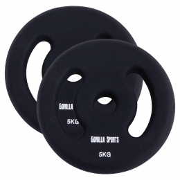 Gewichtsschijf-Halterschijven-2x5kg-Vinyl-Rubbercoating-Gietijzer-30mm-GorillaSports