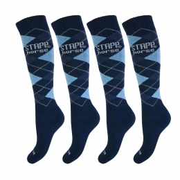 STAPPHorsePaardrijsokkenRuit4-packMarineLichtblauwJeans-4346