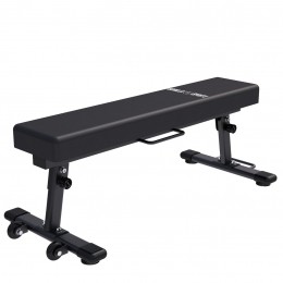 VlakkeFitnessbank-Inklapbaar-Max400kgBelastbaar-Ruimtebesparend-Zwart-GorillaSports
