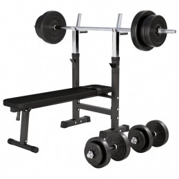 VerstelbareHalterbank-fitnessbank70kgHalterset-gewichtenset-Kunststof-GorillaSports