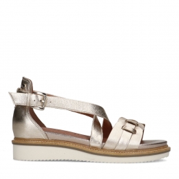 Goudenlerensandalenmetgevlochtenband