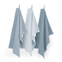 WalraKeuken-enTheedoekensetDrywithCubesUniStripesBlocksJeansBlauw