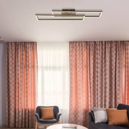 GloboDakariLEDplafondlamplengte80cmzwartdonkerhout