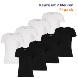 ApolloT-shirtHerenBambooBasicV-neckWit4-pack-XXL