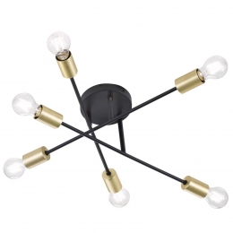 TrioLighting6-lampsplafondlampCrossinzwart-goud