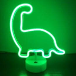 LEDNeonTafellampDinoOpBatterijenenUSB20x10x29cmGroen