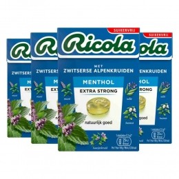 4xRicolaMentholExtraStrongSuikervrijDoosje50gr