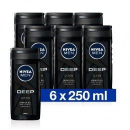 6xNIVEAMenDouchegelDeepClean250ml