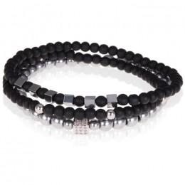 ZwartekralenarmbandentrioHerenMemphisAgaatKubus