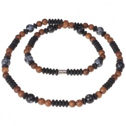HoutenKralenkettingMannenNatuursteen
