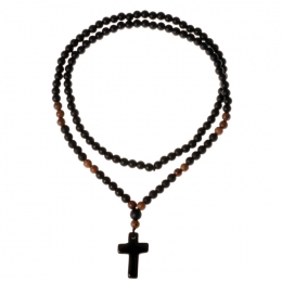 ZwartenatuursteenkralenkettingKruis