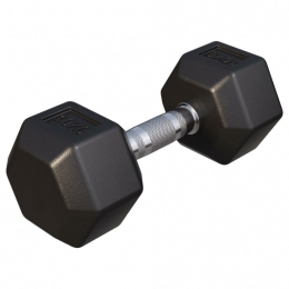 Dumbbell-1x10kg-Gietijzer-Hexagon-Halter-GorillaSports