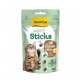 GimCatMiniSticksKattensnackKalkoenKaas50gr