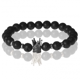 MemphiskralenarmbandLavasteenCrownBlack