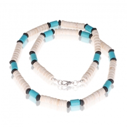 MemphiskralenkettingNatuursteenWitBlauw-50cm