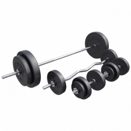 Halterset100kg-Kunststof-Halterstangmetgewichten-Schroefsluiting-GorillaSports