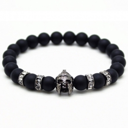 KralenherenarmbandOnyxSpartanHelmetGrey