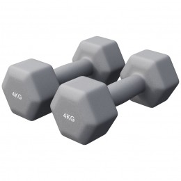 VinylHalterset2x4kg-Neopreen-Antislip-Ergonomisch-Grijs-GorillaSports