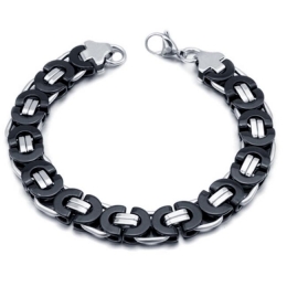 StalenherenarmbandMendesKoningsschakelZwart-23cm