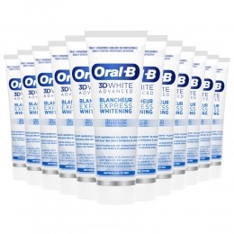 22gratis12xOral-BTandpasta3DWhiteAdvancedExpressWhiteningFreshGlow75ml