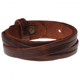 Bruinelerenarmbandmetgesnedenleer