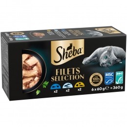 ShebaKattenvoerNatFiletsWitteVisinSausMultipack6x60gr