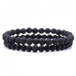 MemphisHerenKralenArmbandLavasteenenMatteAgaatZwart