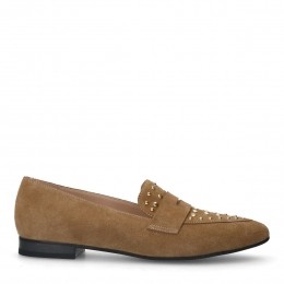 Cognacsudeloafersmetgoudenstuds