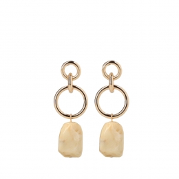 Goudkleurigeoorhangersmetbeigesteentjes