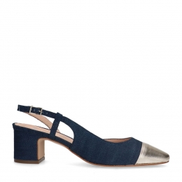 Blauwedenimslingbackpumps