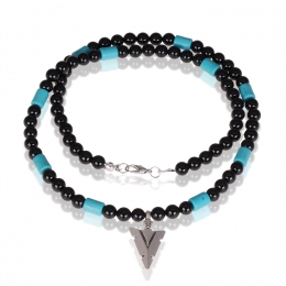 MemphiskralenkettingZwartAgaatArrow-50cm