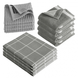 ByrklundKeukensetCleanDryGrijs-12delig-TheedoekenKeukendoekenVaatdoeken