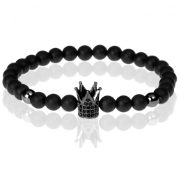 MemphiskralenarmbandMatteAgaatCrownBlack
