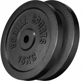 HalterschijvenZwart-2x15kg-Gietijzer-31mm-Gewicht-Set-GorillaSports