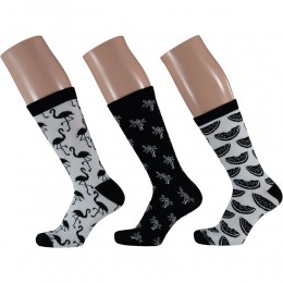 ApolloSokkenGiftboxDamesBlackWhiteTropical3-pack